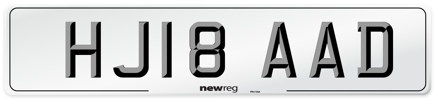 HJ18 AAD Number Plate from New Reg